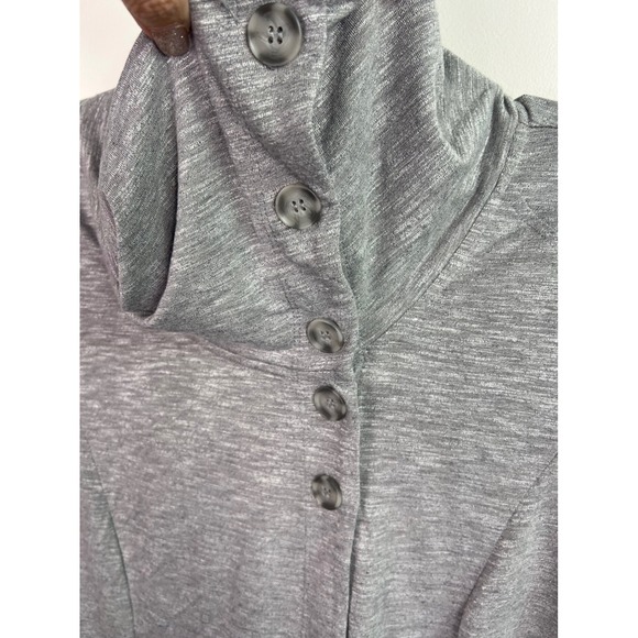 maurices Womens Gray Long Sleeve Asymmetrical Button Neck Top Size L - Picture 2 of 10